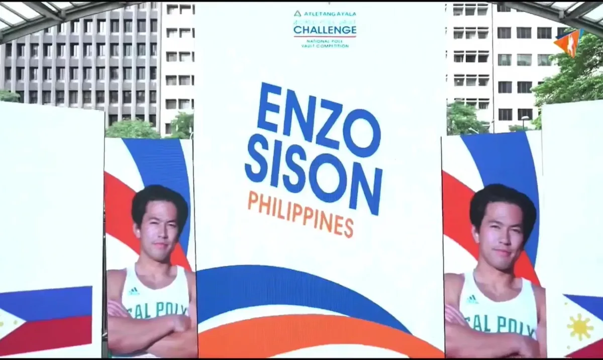 Enzo Sison’s athlete introduction displayed at the Ayala pole vault competition
